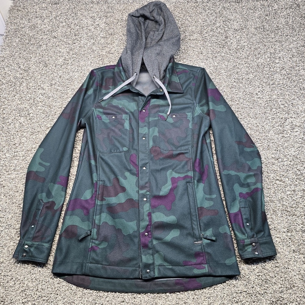 Volcom Circle Flannel Hoodie Women Size Large Camo Print